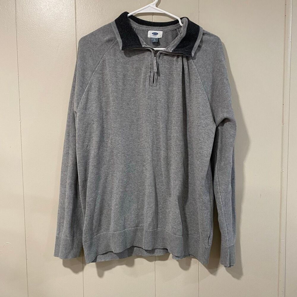 Old Navy Men’s Quarter Zip Sweater Pullover Size LG Gray Knit Casual